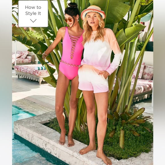 NWT Lilly Pulitzer Ombre 5” Kylar Knit Short Size M, L Color Cantaloupe Dip Dye - Picture 7 of 8